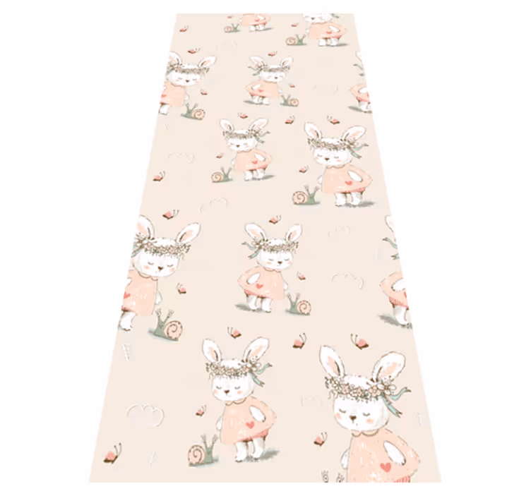 Tapis vinyle chambre bébé personnages de lapin mignons - TenStickers