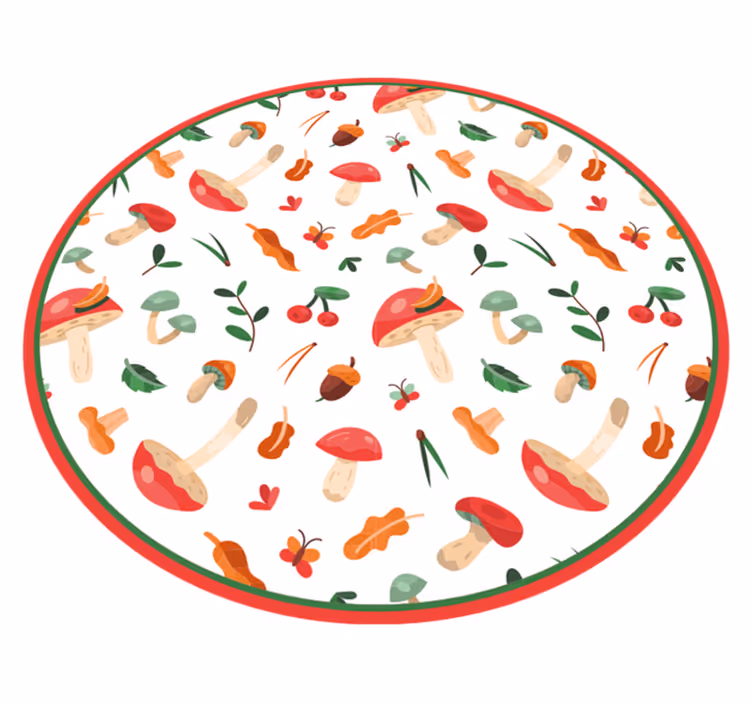 Tapis vinyle fleurs et plantes motif floral de champignon - TenStickers