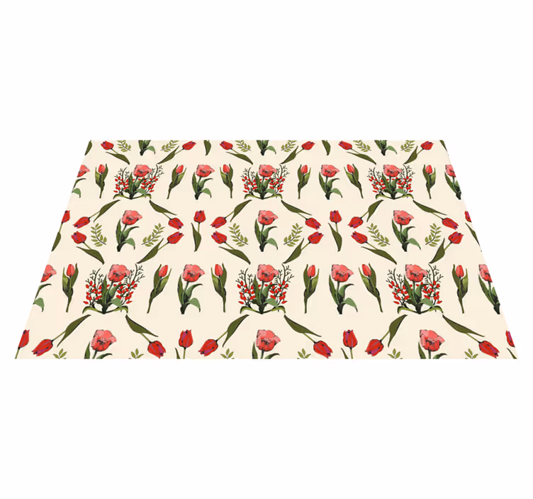Tapis vinyle fleurs et plantes motif fleuri - TenStickers