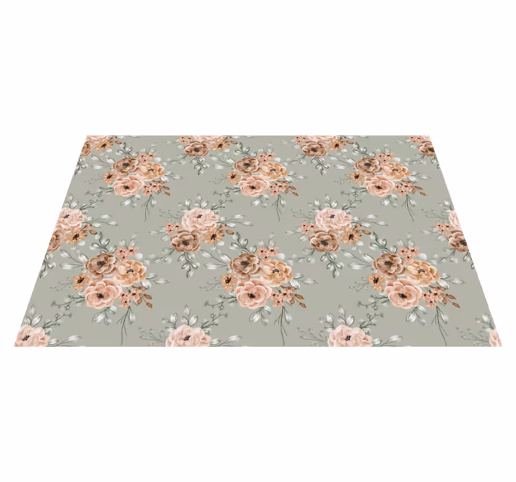 Tapis vinyle fleurs et plantes motif aux couleurs pastel - TenStickers