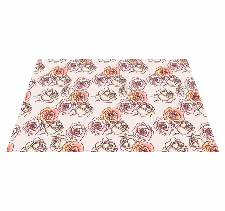 Tapis vinyle fleurs et plantes motif rose botanique - TenStickers