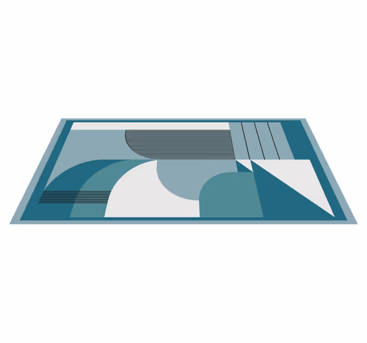 Tapis vinyle moderne formes géométriques abstraites bleues - TenStickers