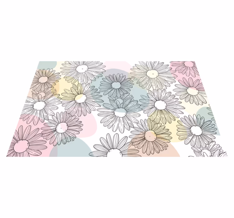 Tapis vinyle fleurs et plantes design marguerite aquarella - TenStickers