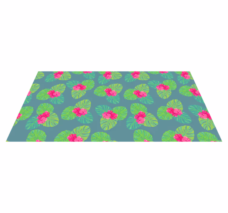 Tapis vinyle fleurs et plantes composition florale exotique - TenStickers