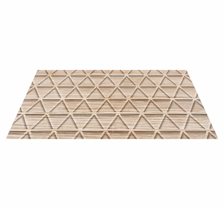 Tapis vinyle salon effet bois motif triangles géométriques - TenStickers