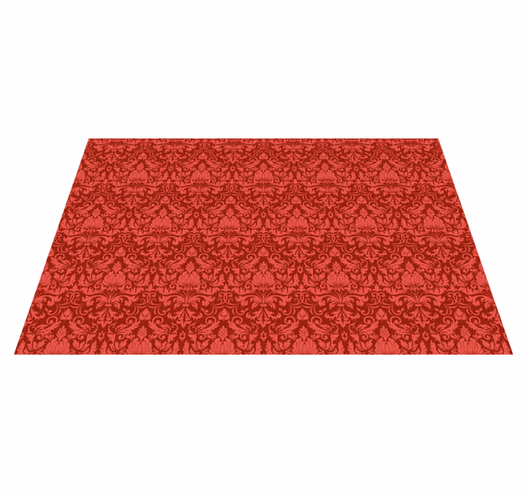Tapis vinyle rouge motif superposé baroque - TenStickers