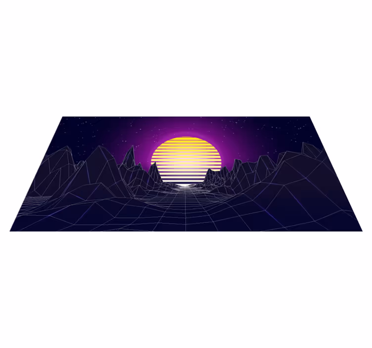 Tapis vinyle moderne paysage rétro futuriste - TenStickers