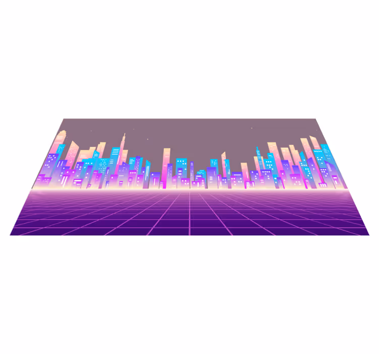 Tapis vinyle moderne horizon urbain au néon - TenStickers