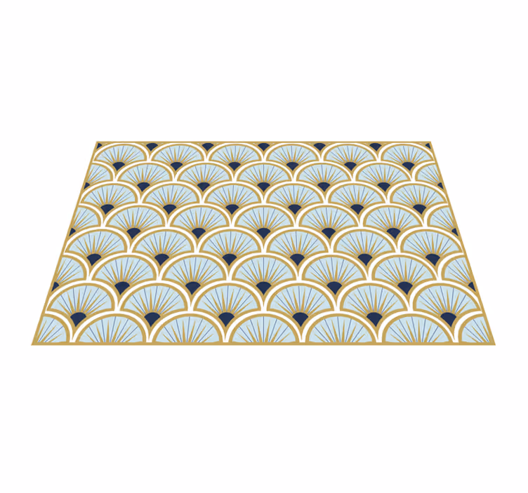 Tapis vinyle salle de bain carreaux d'art sur tons bleus - TenStickers