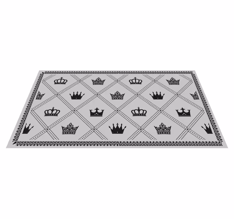 Tapis vinyle gris motif de couronnes monochrome - TenStickers