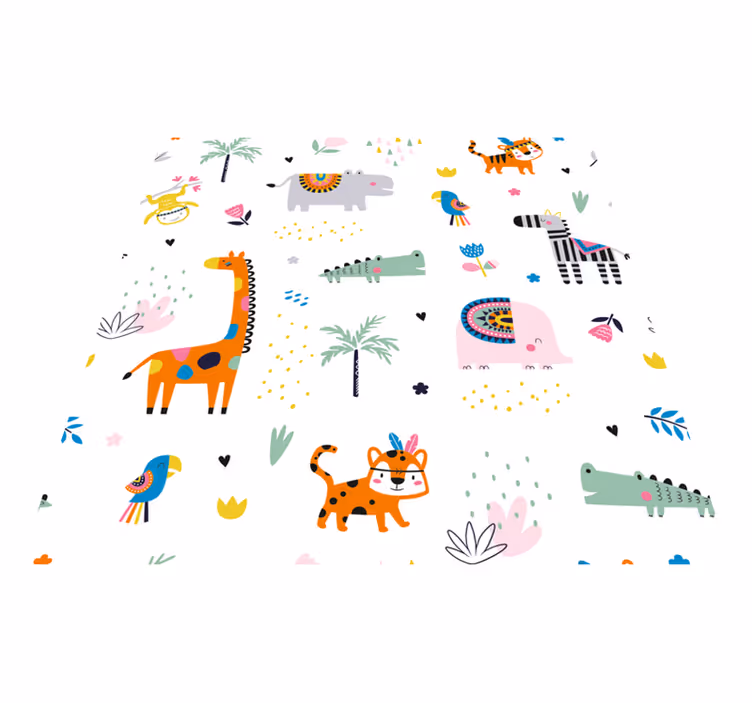 Tapis vinyle chambre bébé thème de safari joyeux - TenStickers