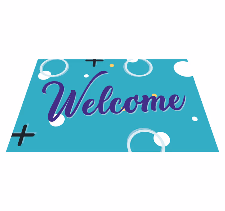 Tapis vinyle d'entrée de bienvenue bleu joyeuse - TenStickers