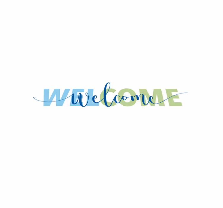 Tapis vinyle entrée texte de bienvenue blanc bleu et vert - TenStickers