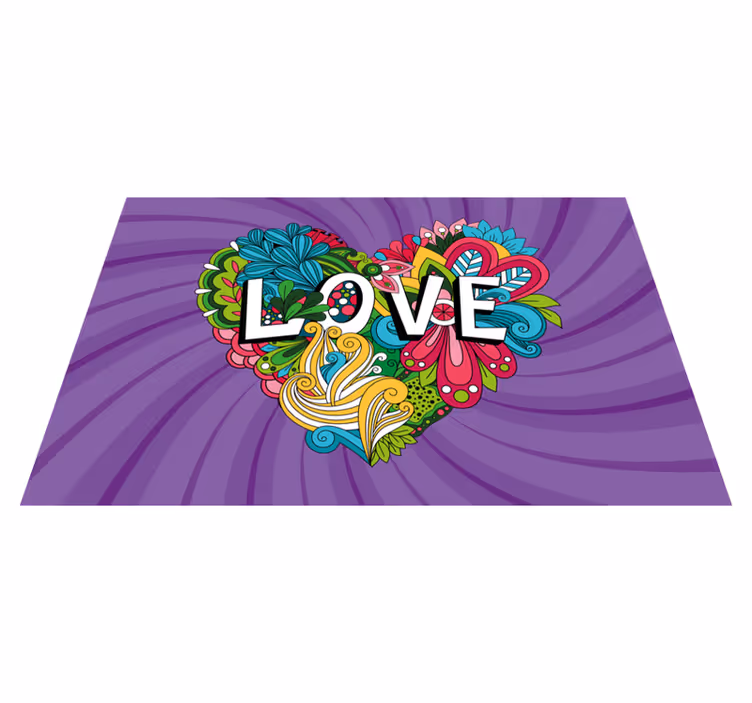 Tapis vinyle citation illustration d'amour colorée - TenStickers