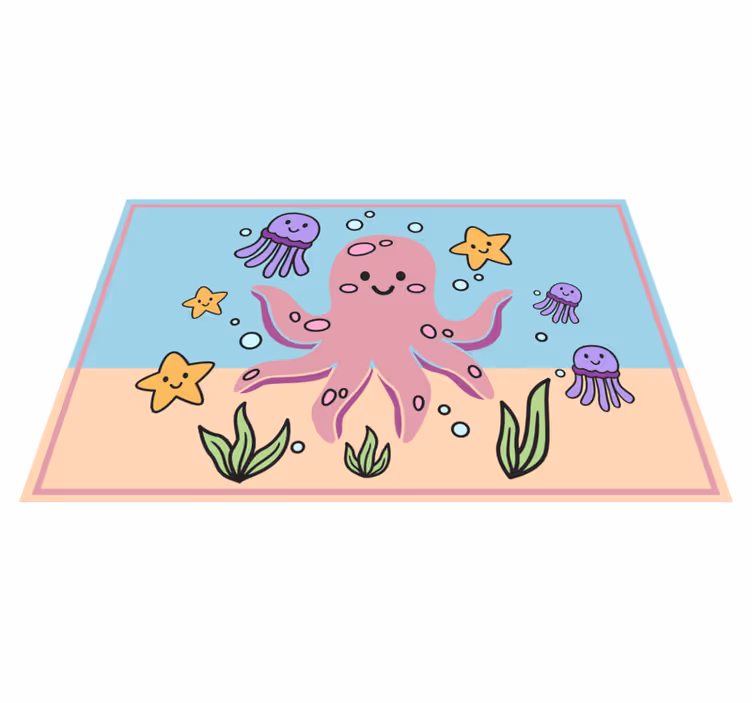 Tapis vinyle enfant illustration créatures marines - TenStickers