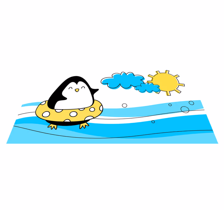 Tapis vinyle enfant pingouin dans l'eau - TenStickers