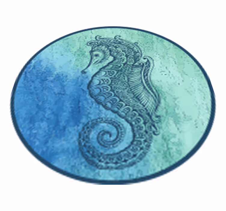 Tapis vinyle animal hippocampe motif circulaire - TenStickers