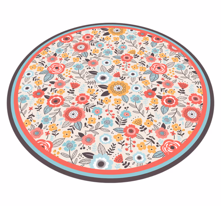 Tapis vinyle fleurs et plantes motif circulaire floral - TenStickers