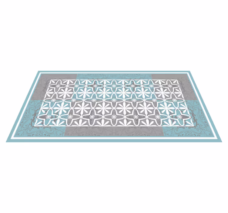 Tapis vinyle géométrique élégance bleu et gris - TenStickers