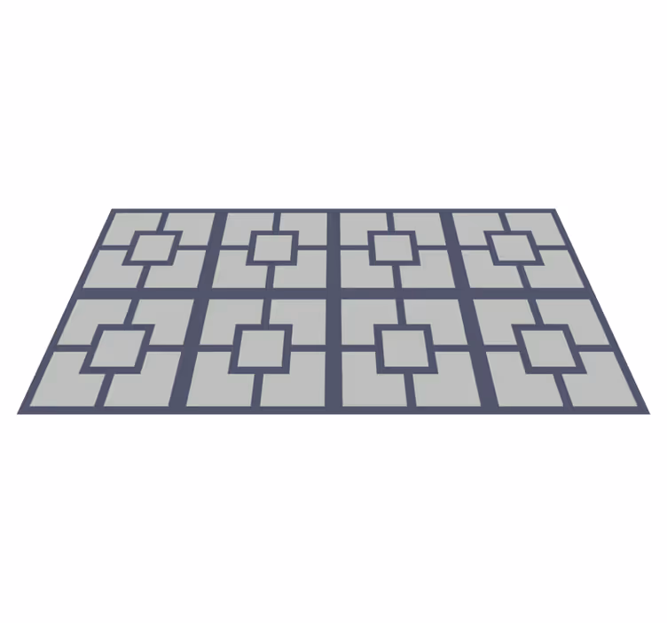 Tapis vinyle géométrique motif carré gris bleu - TenStickers