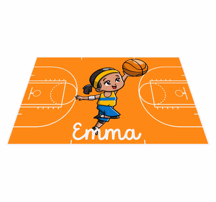 Tapis vinyle personnalisé terrain de basket et personnage - TenStickers