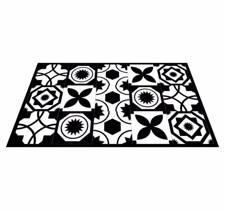 Tapis vinyle carreaux de ciment motifs contrastés  - TenStickers