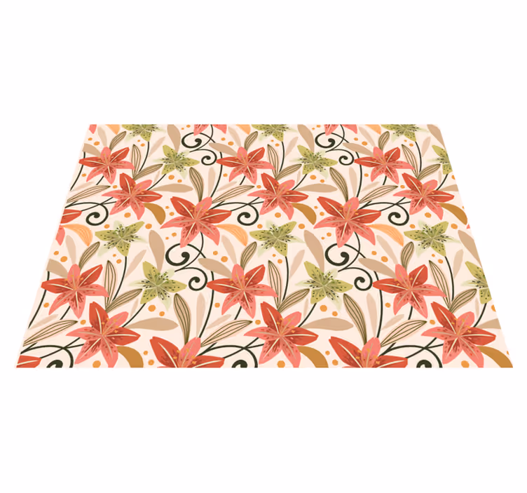 Tapis vinyle fleurs et plantes motif floral tourbillonnant - TenStickers