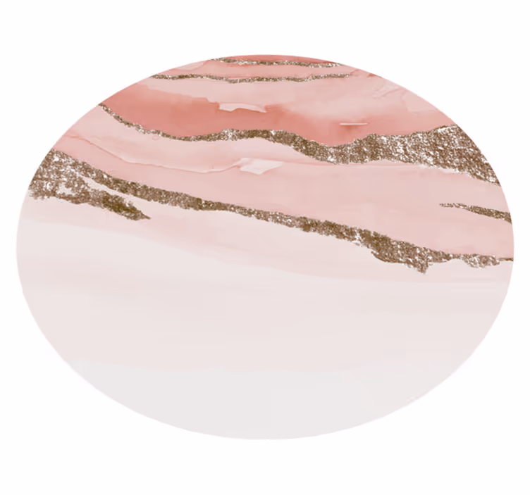 Tapis vinyle rond effet marbre rose et doré - TenStickers