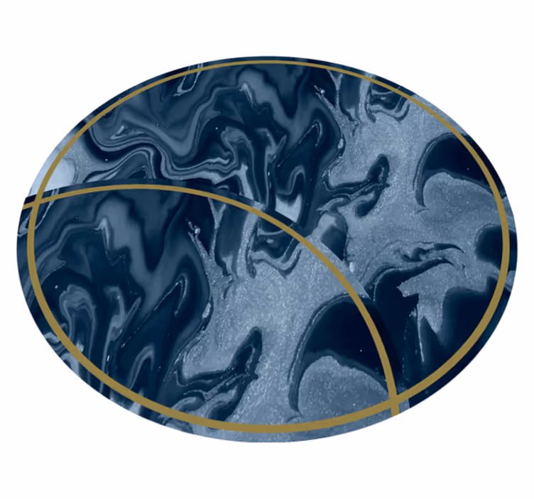 Tapis vinyle salon rond marbré bleu - TenStickers