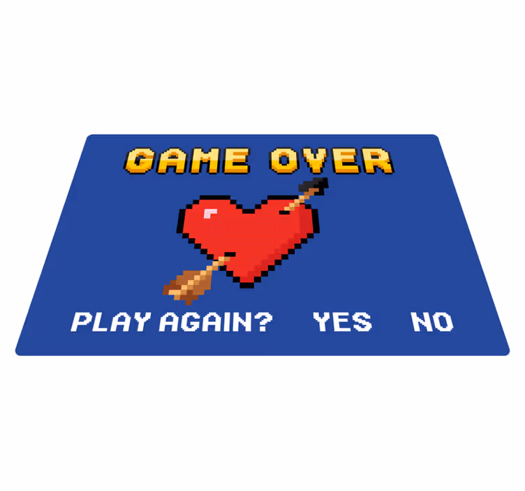 Tapis vinyle citation pixelisé Game Over avec coeur - TenStickers