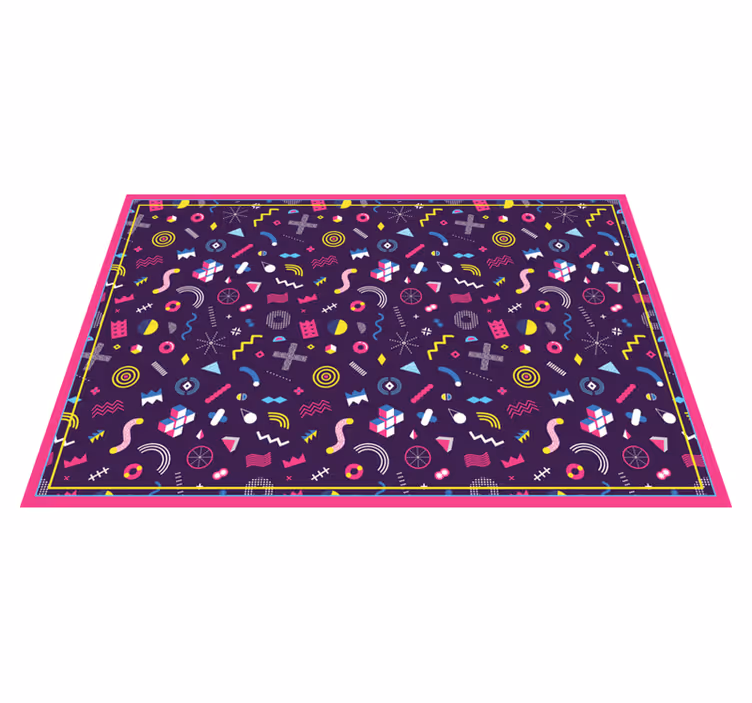 Tapis vinyle géométrique formes rétro et colorés - TenStickers