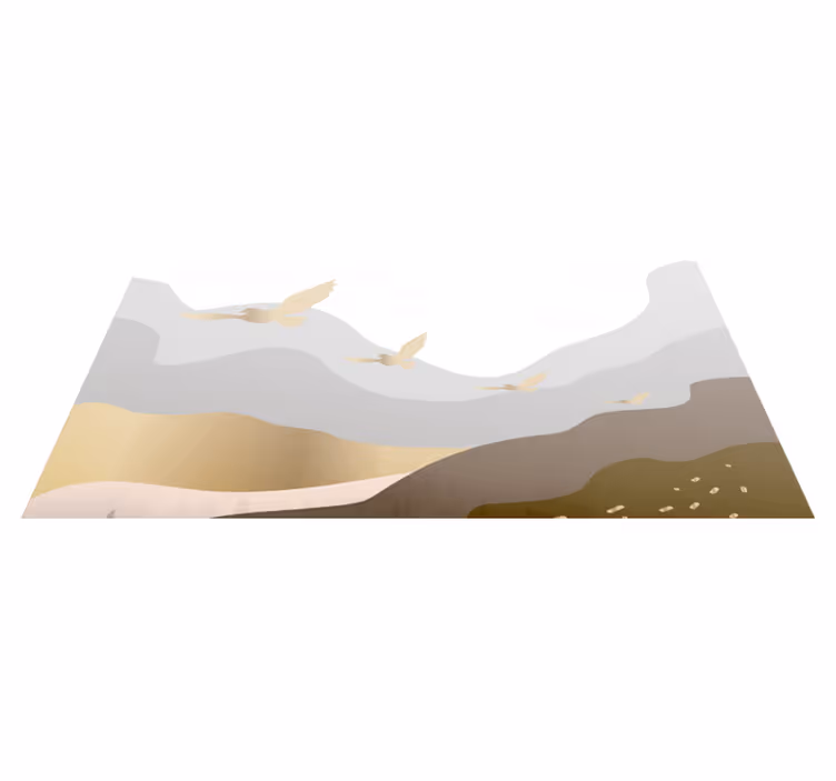 Tapis vinyle animal paysage montagnes et silhouette oiseaux - TenStickers
