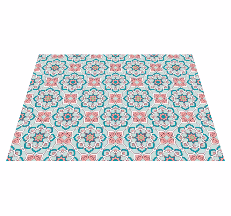 Tapis vinyle carreaux de ciment motif mandala fleuri - TenStickers