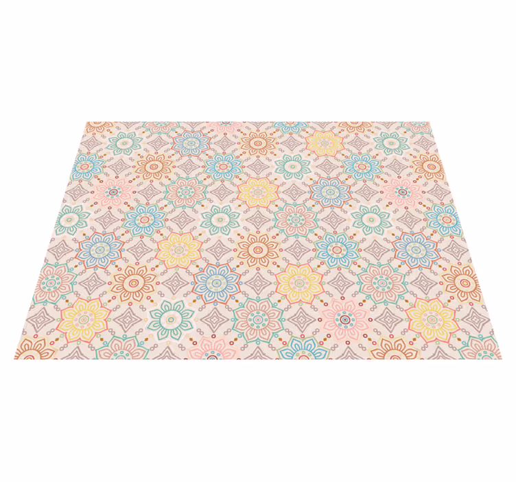 Tapis vinyle fleurs et plantes modèle mandala coloré - TenStickers