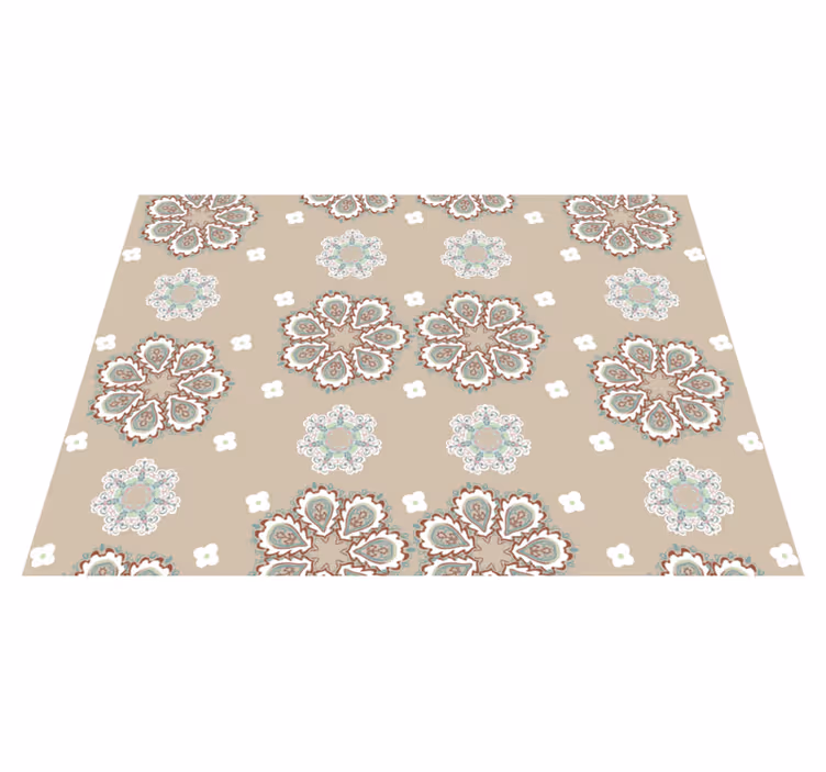 Tapis vinyle fleurs motif mosaïque florale - TenStickers