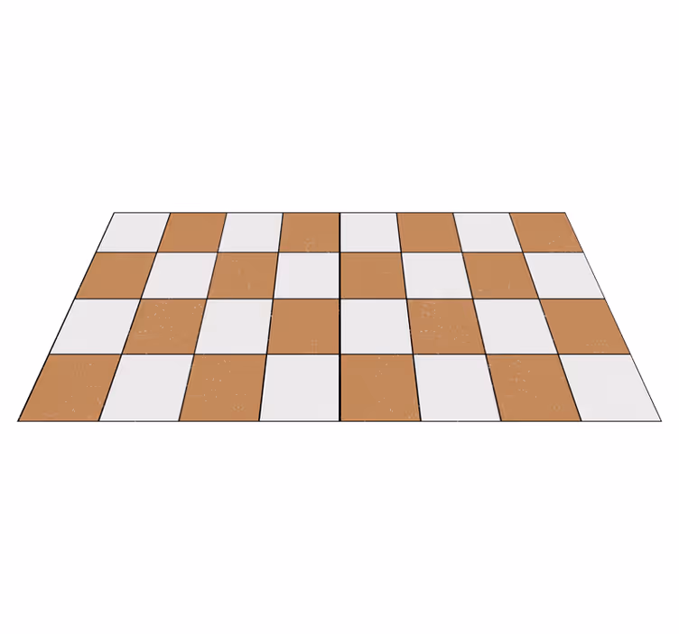 Tapis vinyle cuisine carreaux de ciment damier blanc et brun - TenStickers