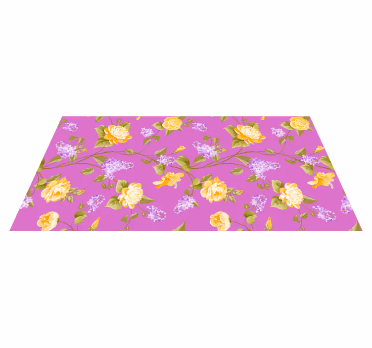 Tapis vinyle fleurs et plantes fond violet et fleurs - TenStickers