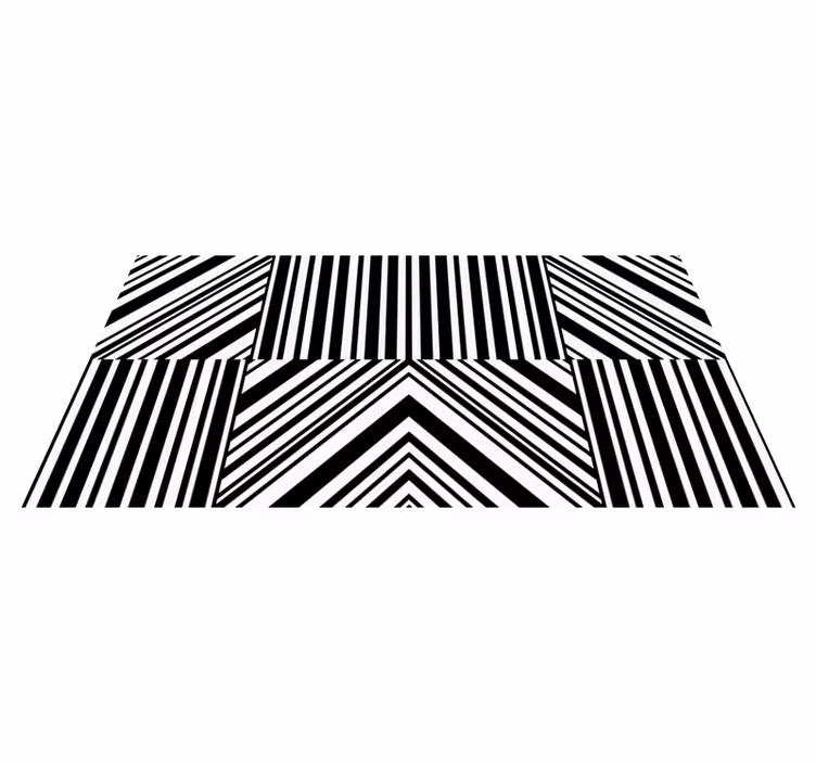 Tapis vinyle salon abstrait rayures noires et blanches - TenStickers