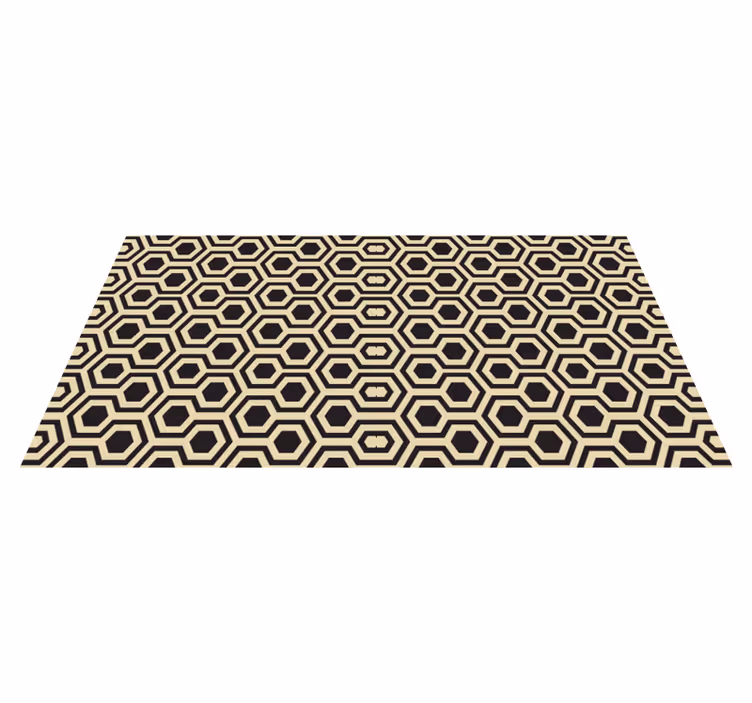 Tapis vinyle géométrique motif hexagonal noir et jaune - TenStickers