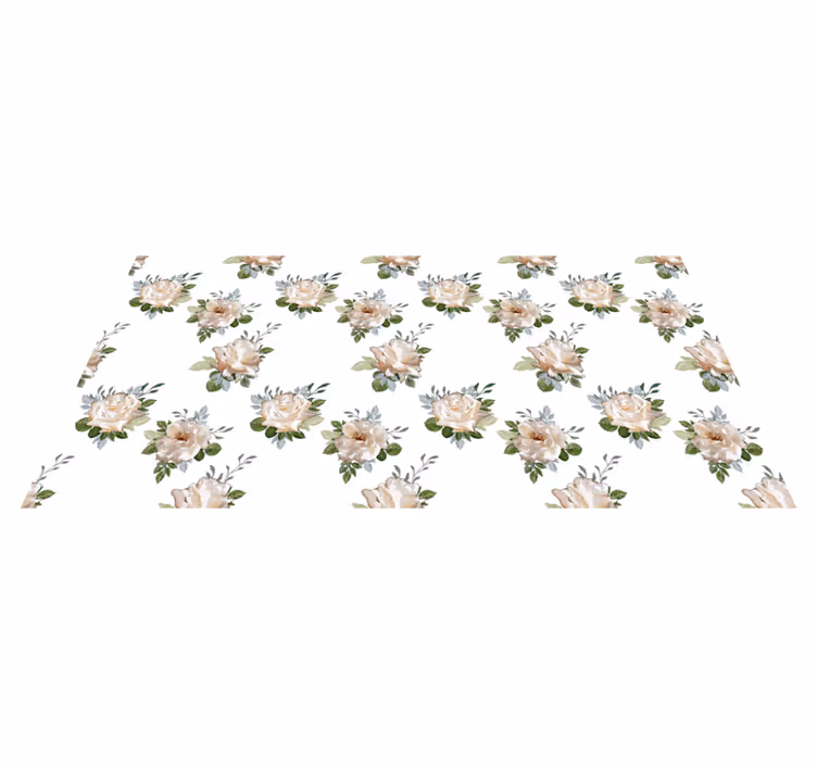 Tapis vinyle fleurs et plantes blanc fleurs blanches - TenStickers