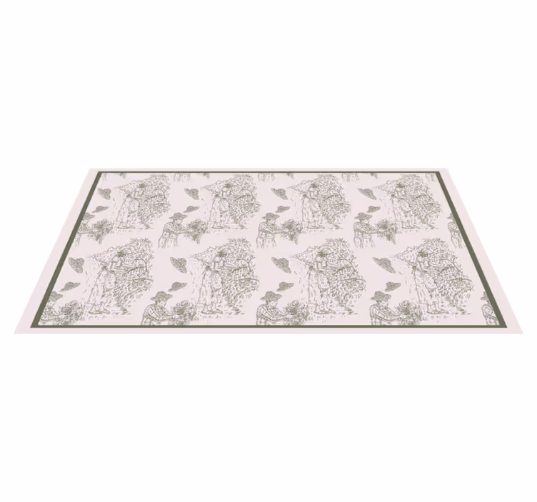 Tapis vinyle vintage motif jouy vignes monochrome - TenStickers