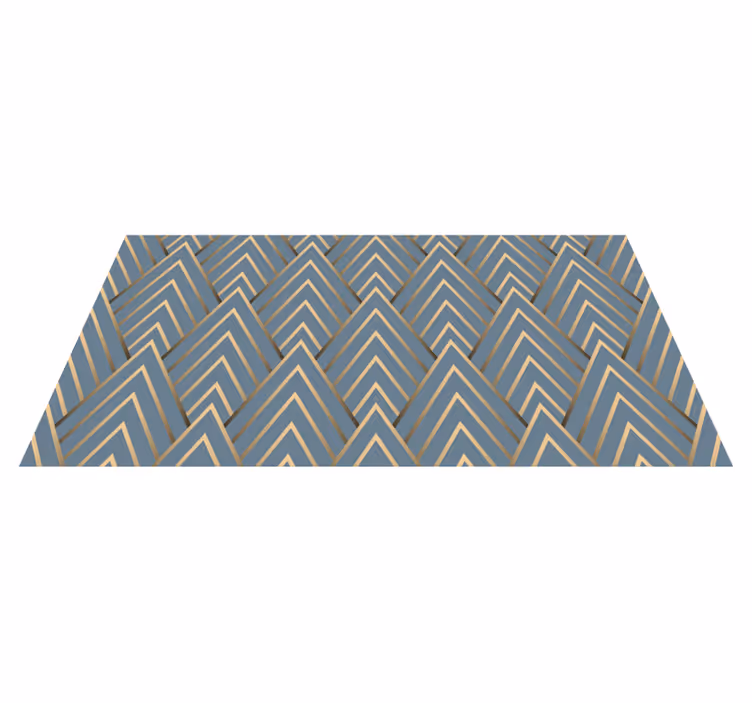 Tapis vinyle géométrique motif chevrons bleus et doré - TenStickers