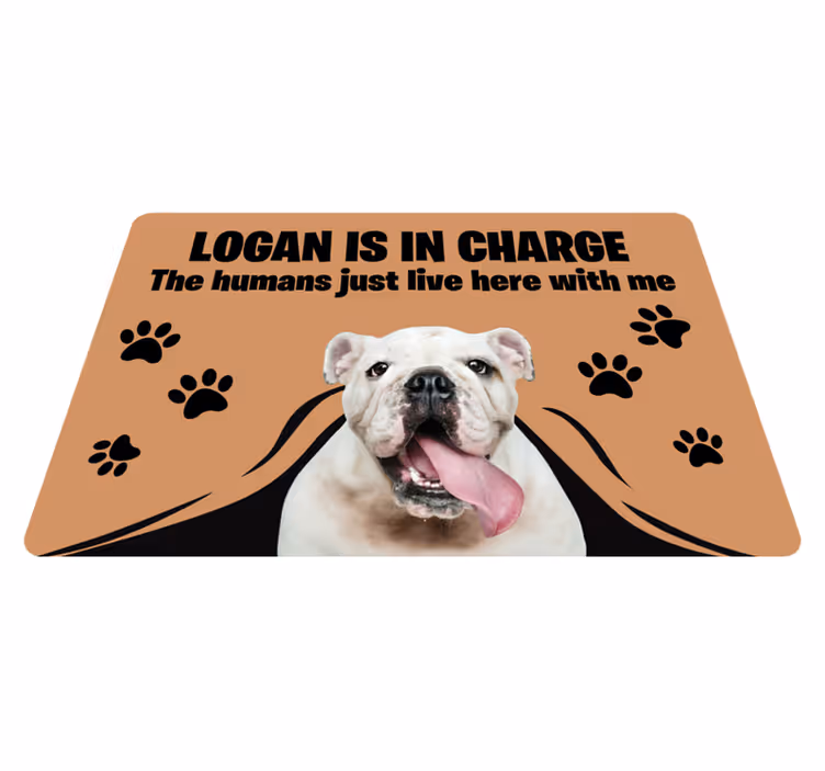 Tapis vinyle entrée personnalisable photo et texte animal - TenStickers