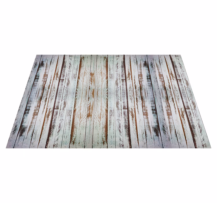 Tapis vinyle planches de bois vieilli blanchi - TenStickers