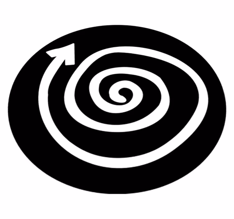 Tapis vinyle noir et blanc flèche en spirale - TenStickers