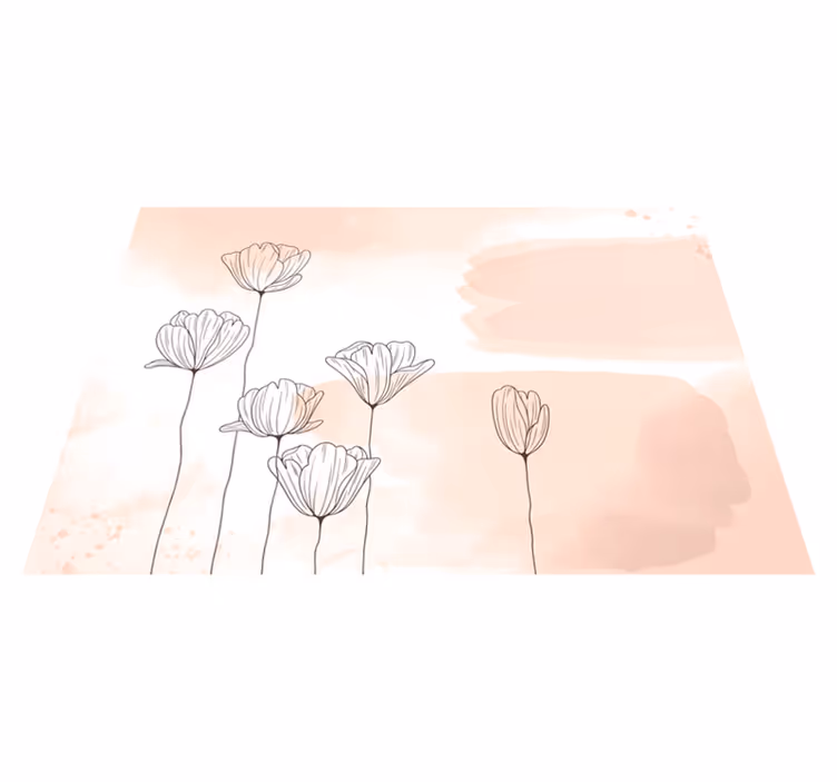 Tapis vinyle aquarelle fleurs aux traits noirs - TenStickers