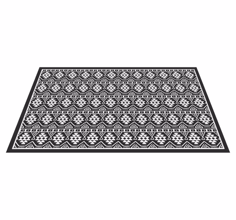 Tapis vinyle salon motif bohémien noir et blanc - TenStickers