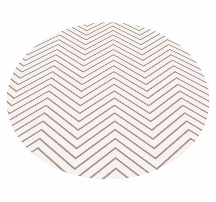 Tapis vinyle rond lignes grises zigzags - TenStickers