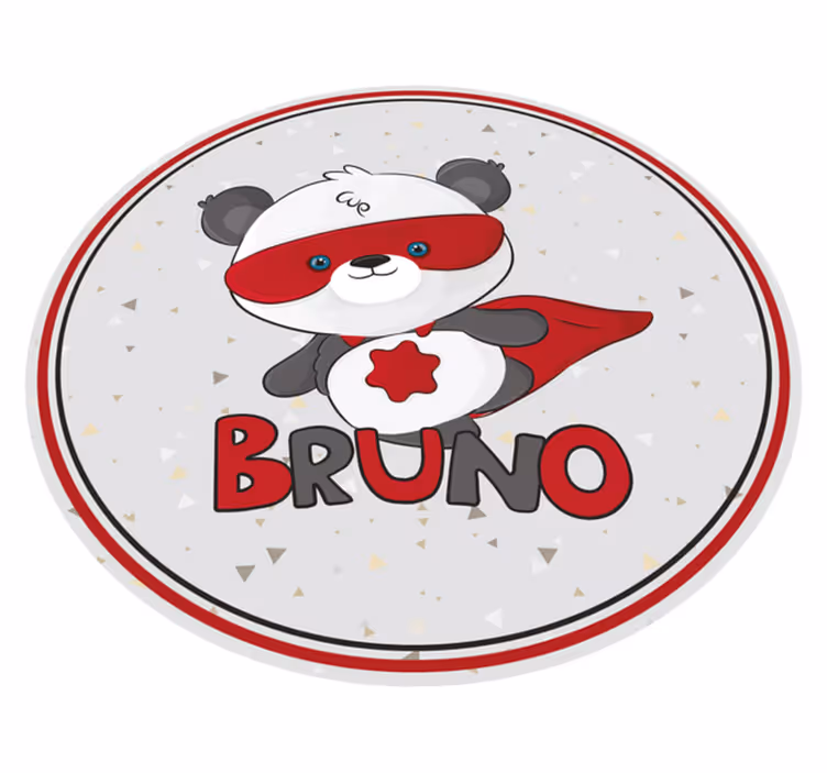 Tapis vinyle rond avec Prénom Super Bébé Panda - TenStickers
