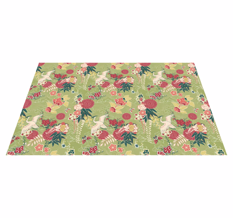 Tapis motif soie orientale style chinoiserie - TenStickers